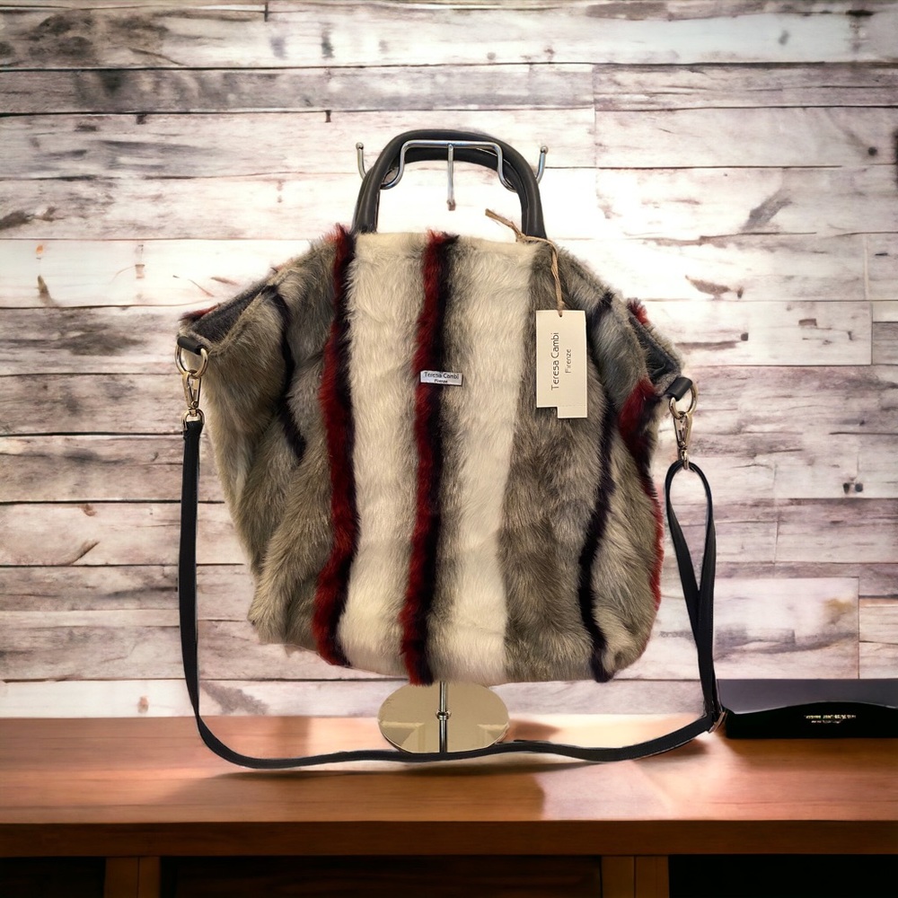 Italian Artisan Faux Fur Tote Handbag by Teresa Cambi